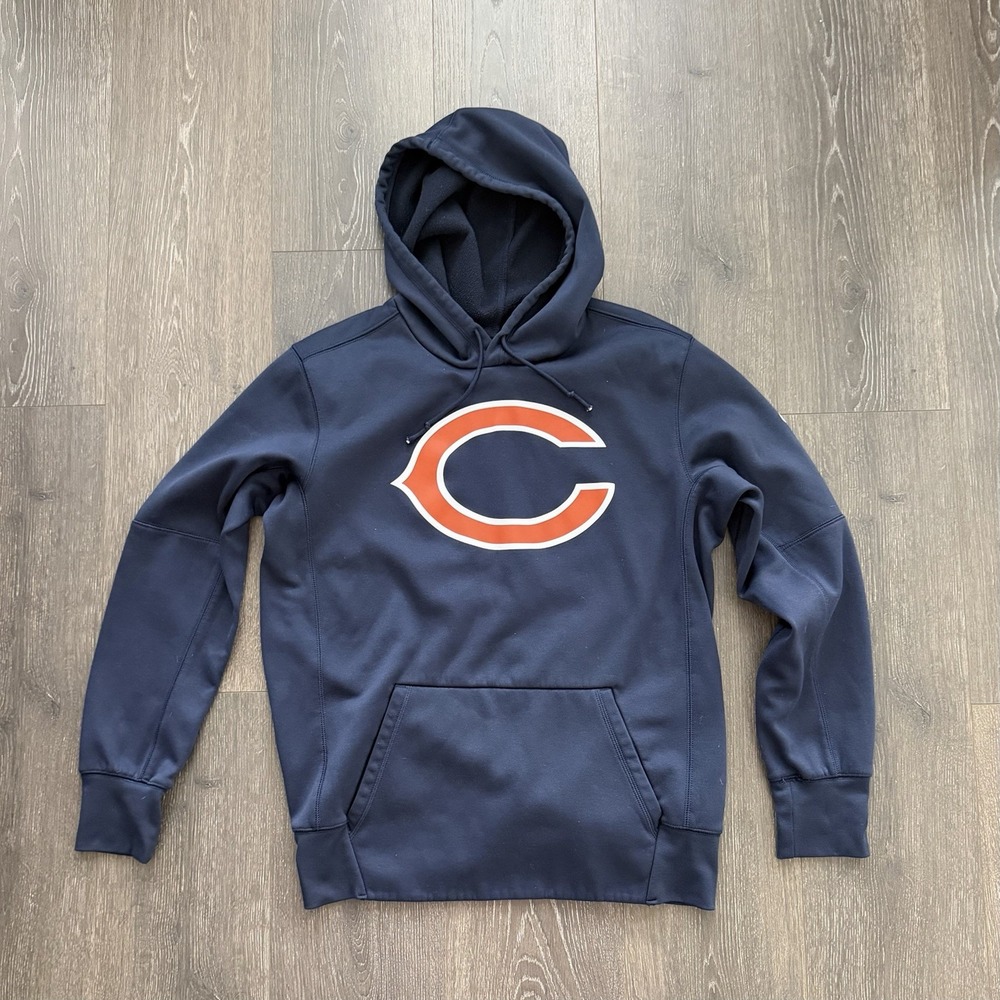 Nike Dri Fit Chicago Bears Hoodie Mens Medium Navy Blue NFL Pullover Football